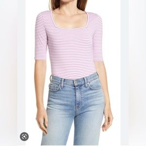 Halogen purple and White Stripe Top